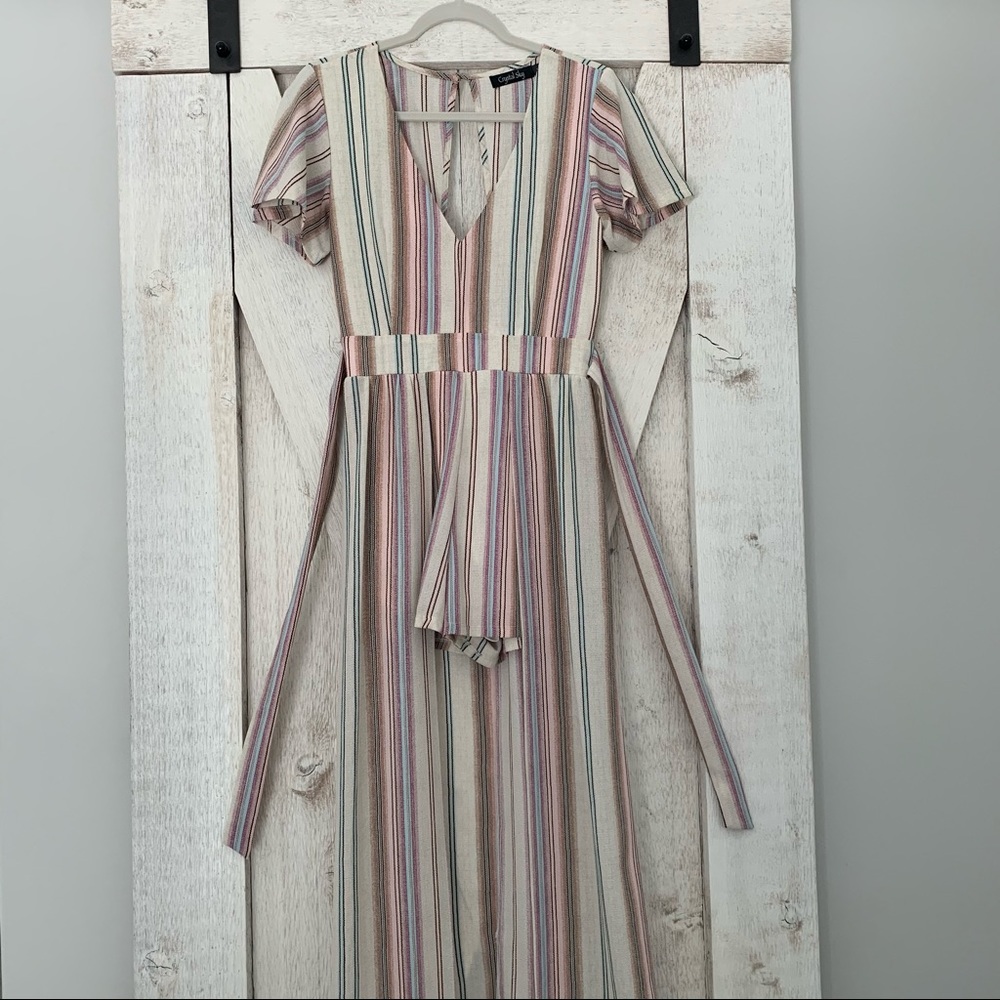 Striped High-Low Maxi Romper - Picture 3 of 4